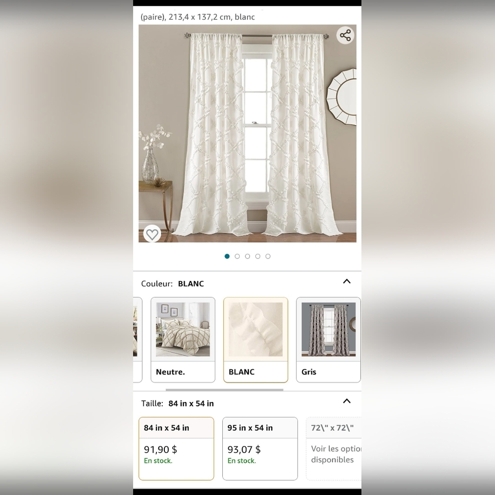 2 Pieces.Elegant White Textured Curtains 54" X 84"